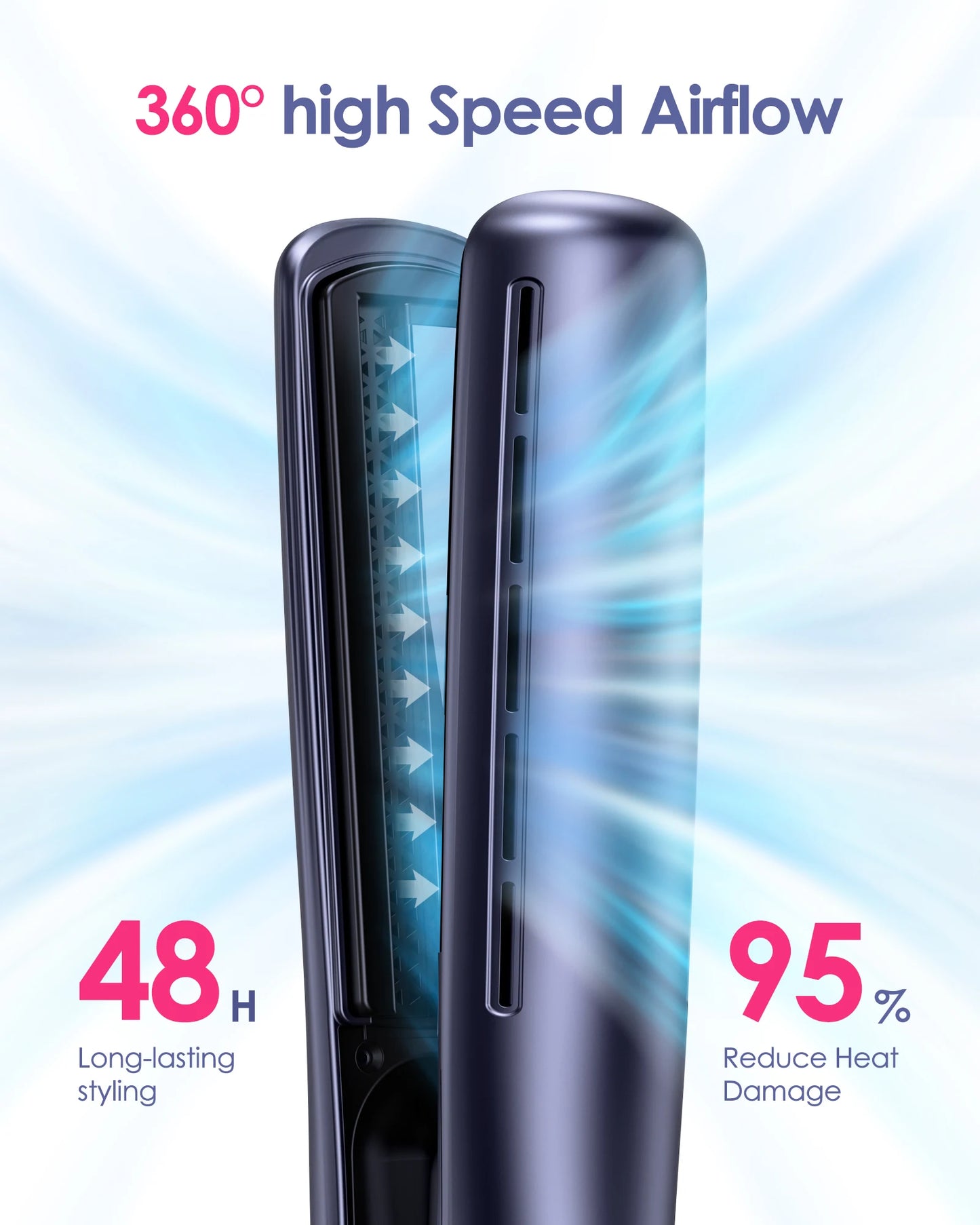 BOPCAL 3 in 1 Cold Air Hair Straightener Curler Flat Iron Straight Hair Stick Rapid heating Negative Ion Straightener Hair dryer