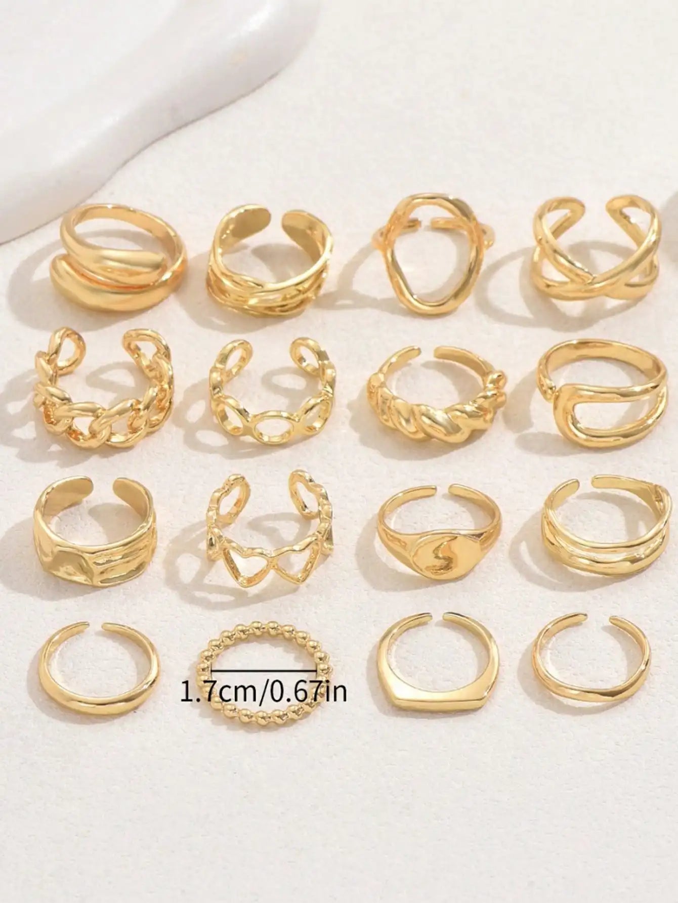 11pcs Gold Punk Rings Set, Vintage Geometric Fashion Jewelry for Daily & Party Wear, Non-Adjustable Open Design