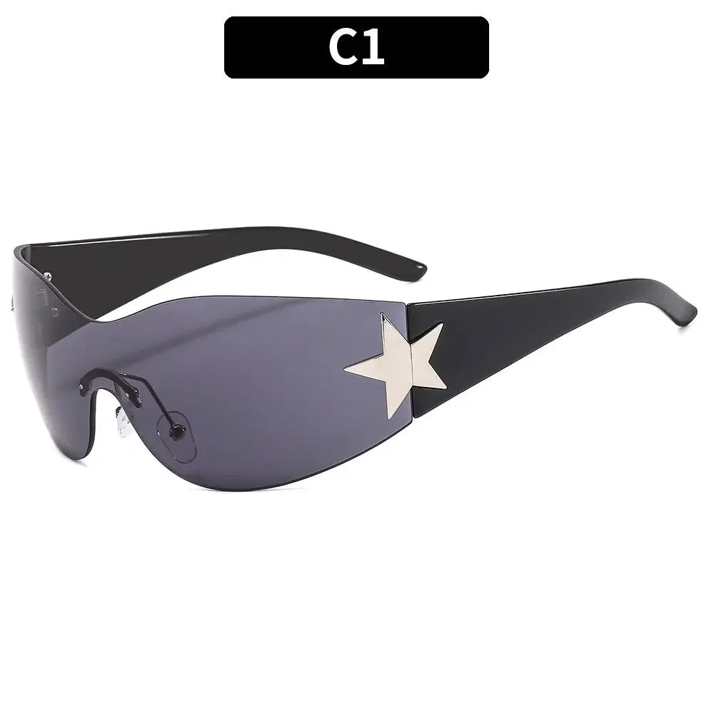 Five Star Eyewear Rimless Y2K Punk Sunglasses Wrap Around