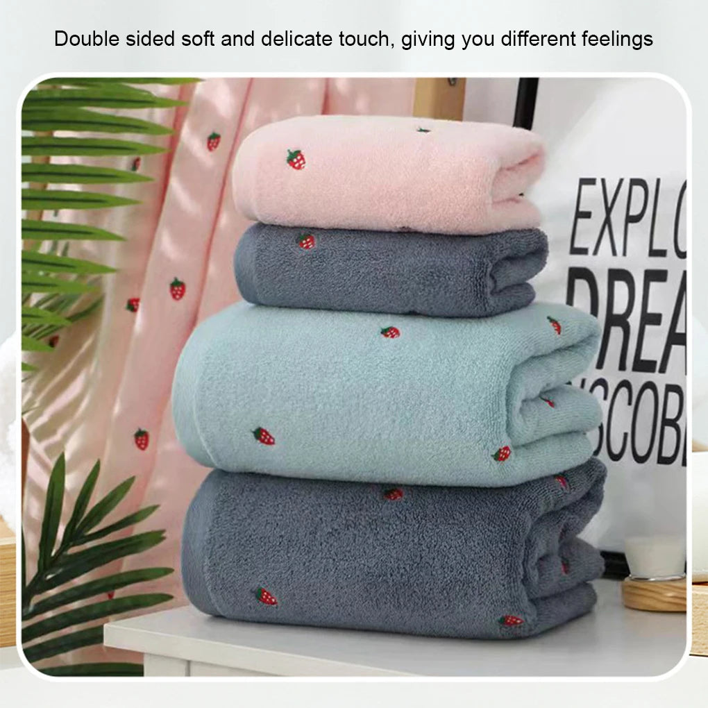 Strawberry Embroidered Bath Towel Set Lightweight Designer