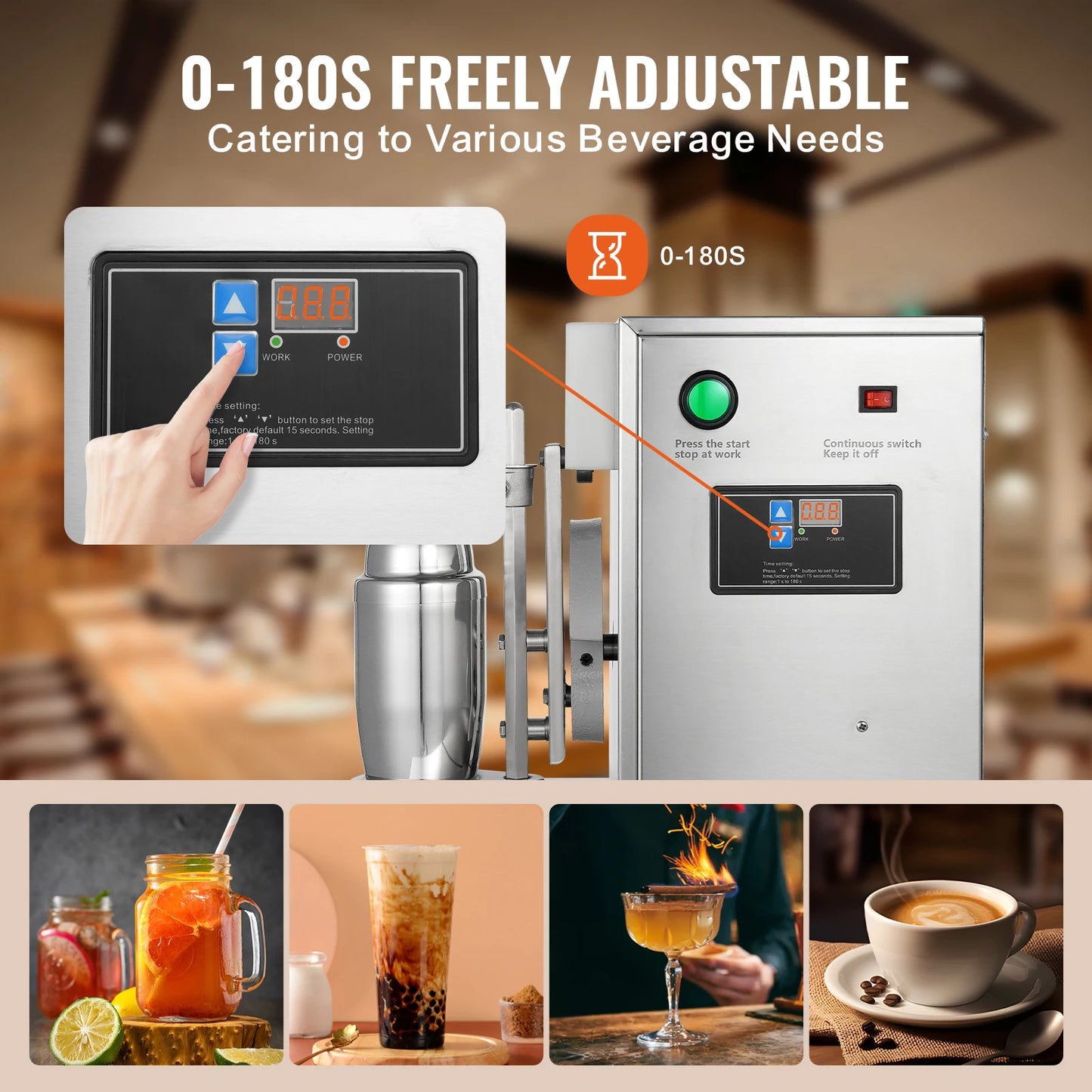 SucceBuy Milkshake Maker Machine 120W Commercial Milk Tea Shaker Machine Single Head Milk Shake Mixer Machine for Milk Tea Store