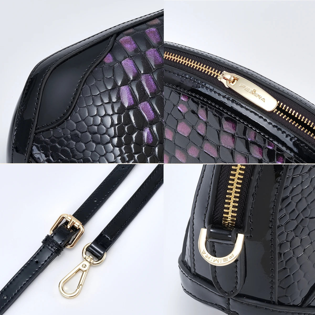 Women Leather Crocodile Dome Designer Crossbody Bag Daily Commutes