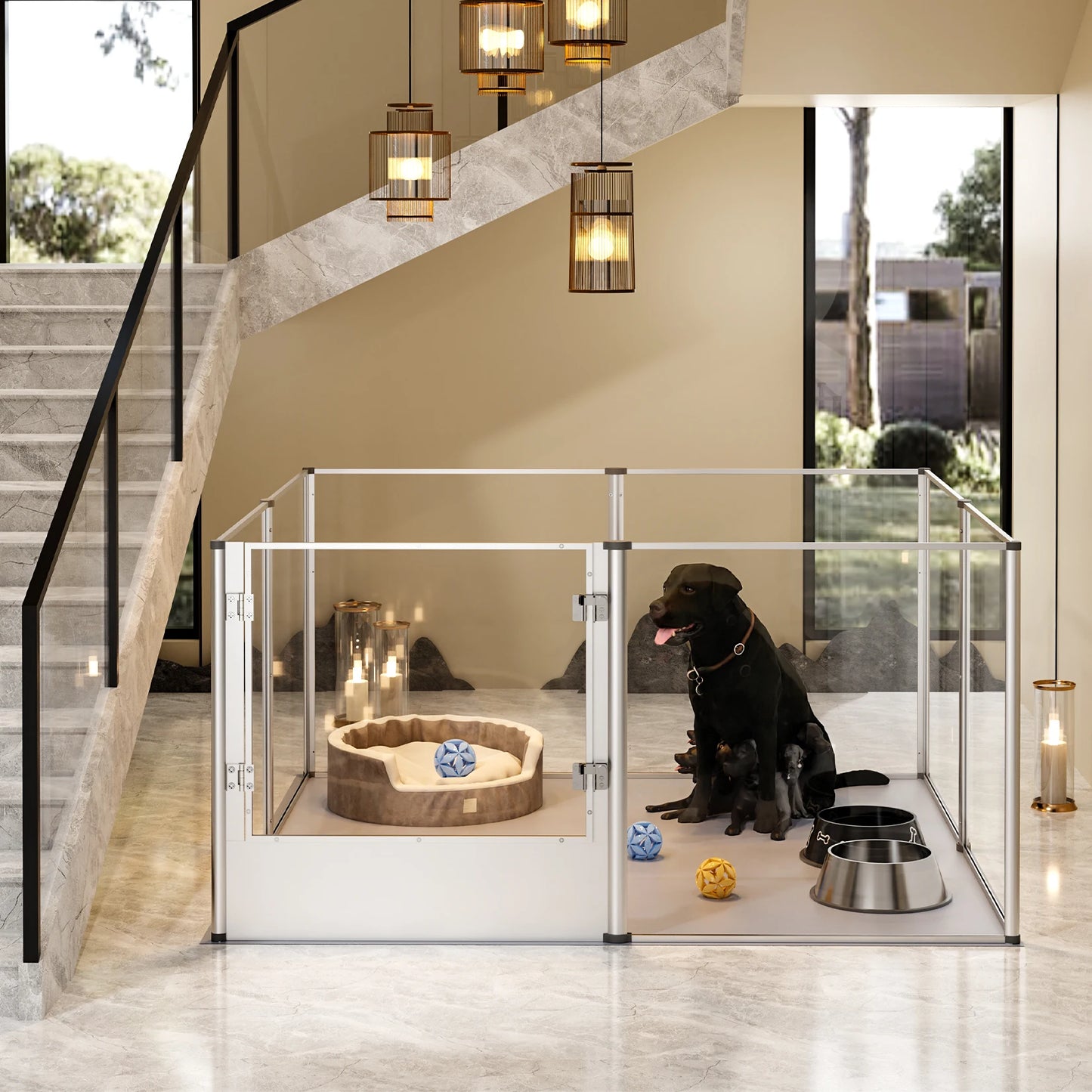 BINGOPAW Dog Playpen Acrylic Kennel Fence for Pets