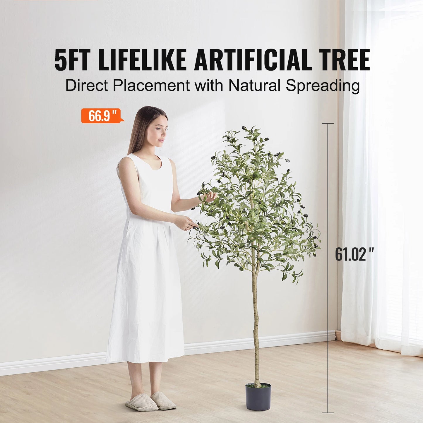 NONECN Artificial Olive Tree Indoor Faux Plant Low Maintenance