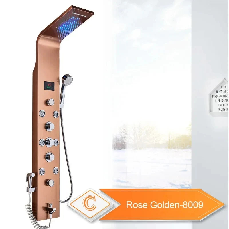 Wanmivezlo Shower Panel 6Way LED Rain WaterfallThermalIllumination Temperature Display Bidet
