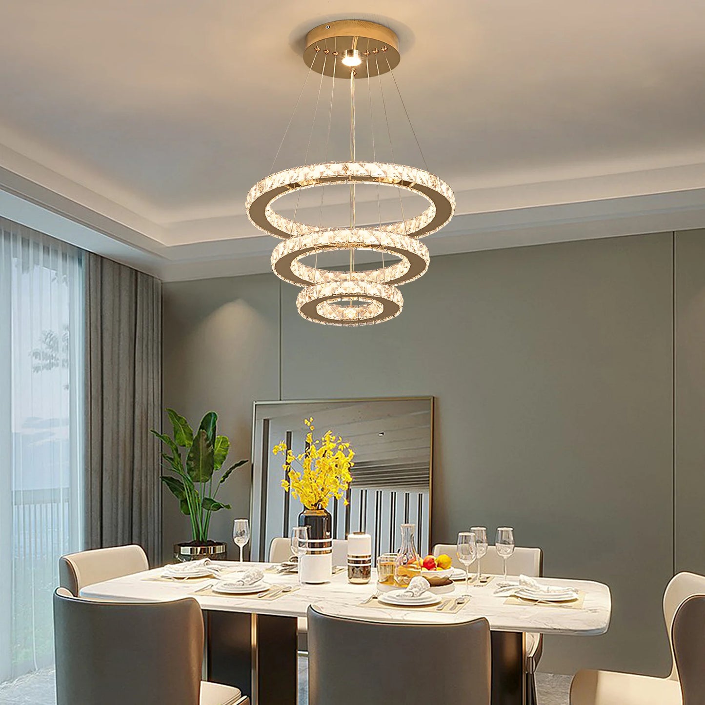 VETRULUS French Luxury Crystal Chandelier Hall LivingRoom LED CeilingPendantLight