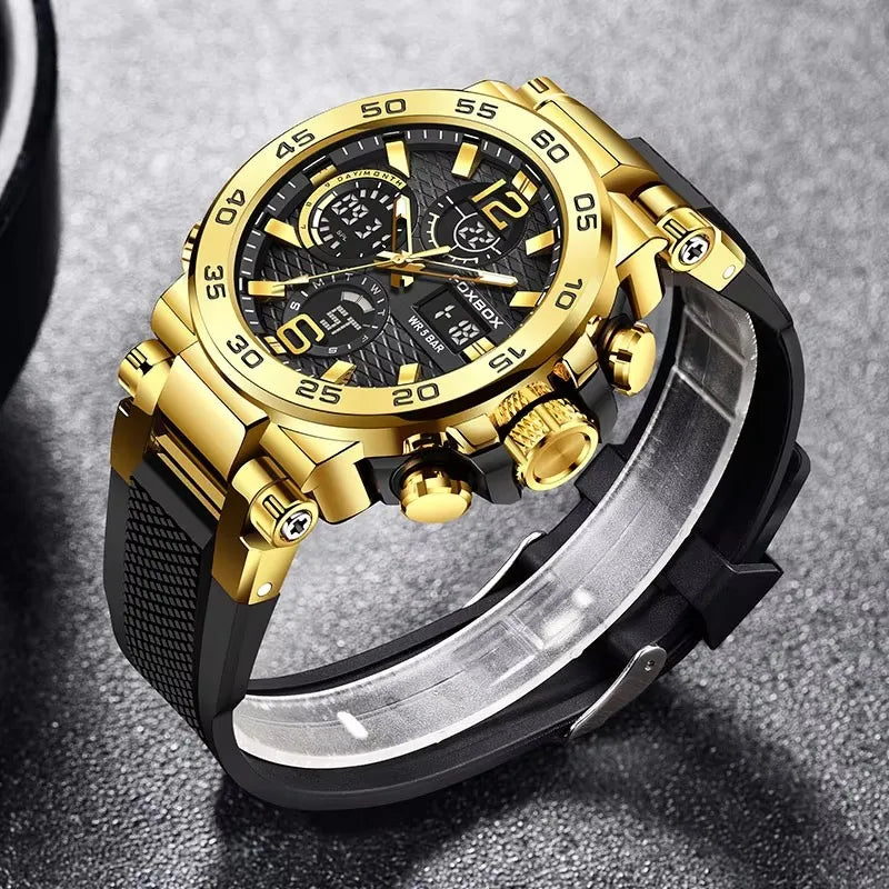 Foxbox Sports Analog Digital Quartz Watch With Silicone Strap