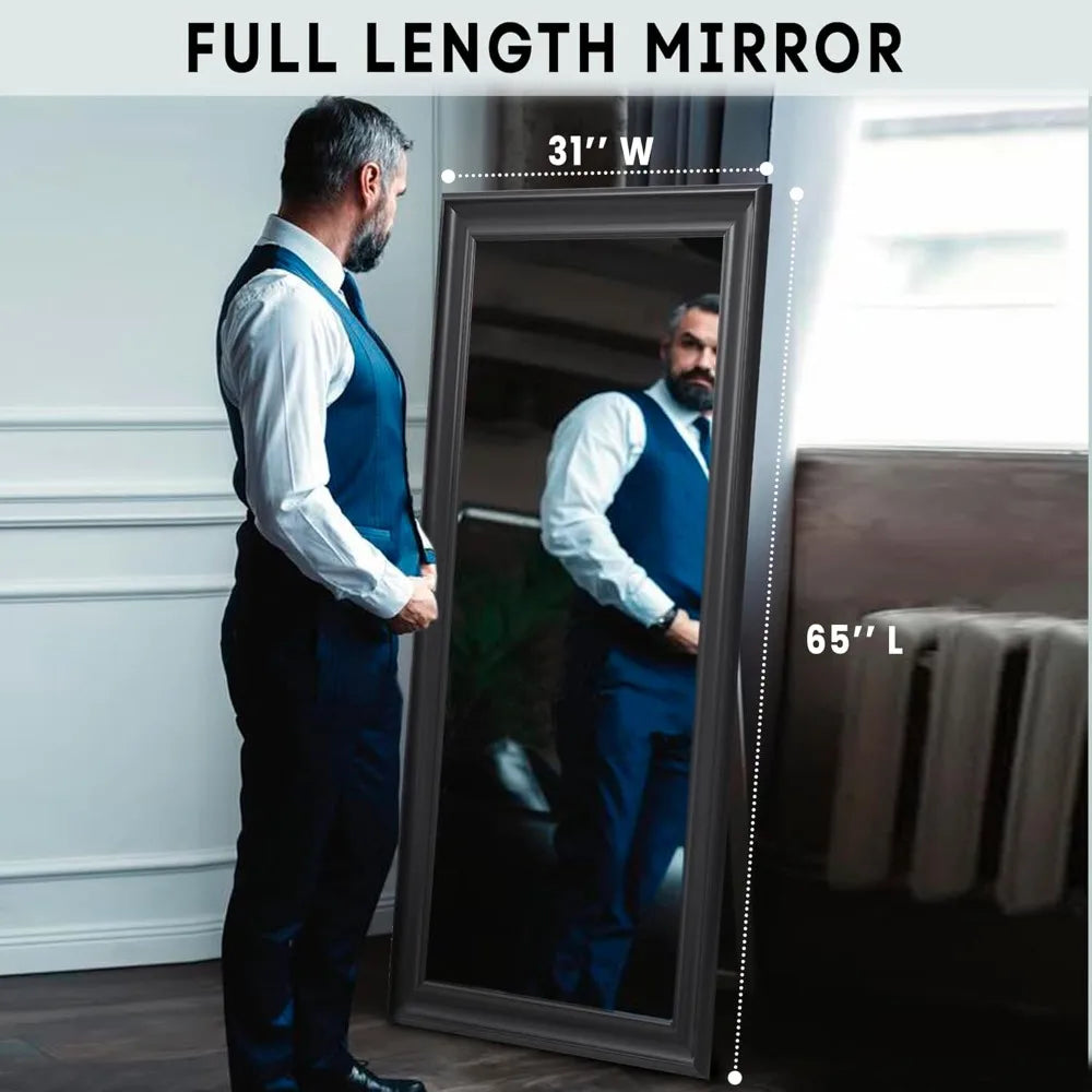 Floor Mirror With Faux Wood Frame