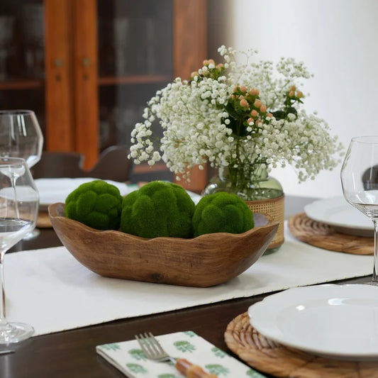 Indoor Decorative Dough Bowl Carved Wood Centerpiece Tabletop Decor Paulownia Wood Warm Aesthetic Home Accent Bowl Fillers