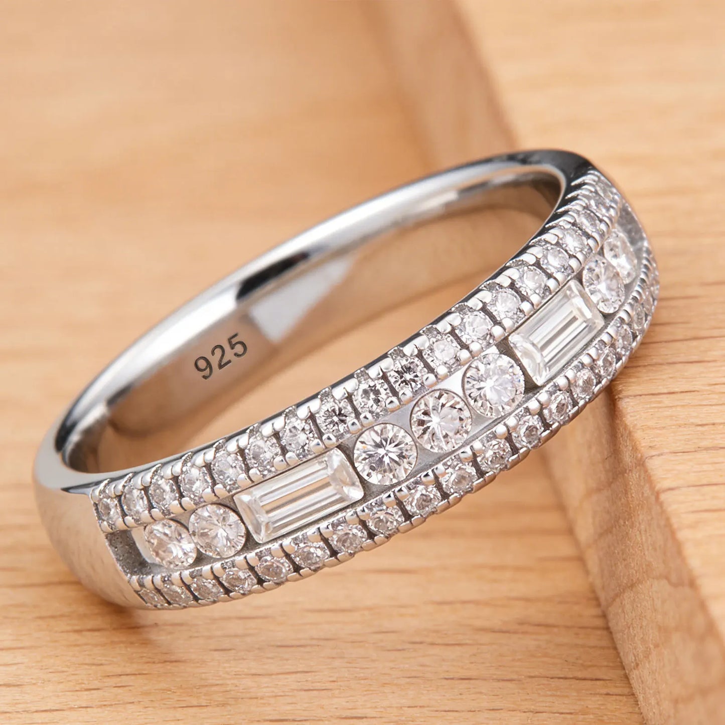 Newshe GRA Certified Moissanite Wedding Bands 925 Sterling Silver