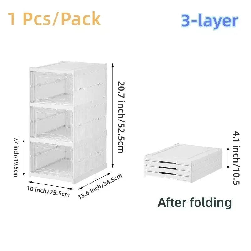 Foldable Transparent Shoe Storage Box For Sneakers Dustproof Stackable Organizer