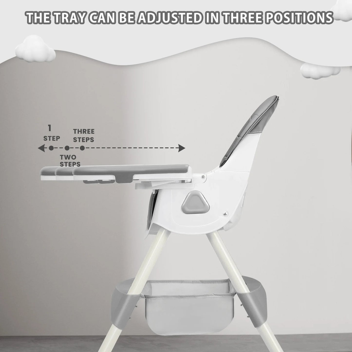 PIORLADO Foldable Baby High Chair E500 Tray Toy Rack