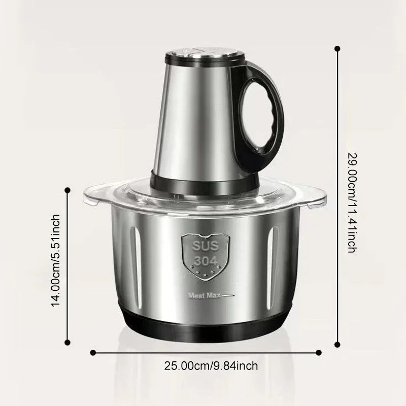 Electric Meat Mincer Grinder 304 Stainless Steel Chopper 5L Food Processor Garlic Mud Maker Vegetable Food Chopper Meat Slicer