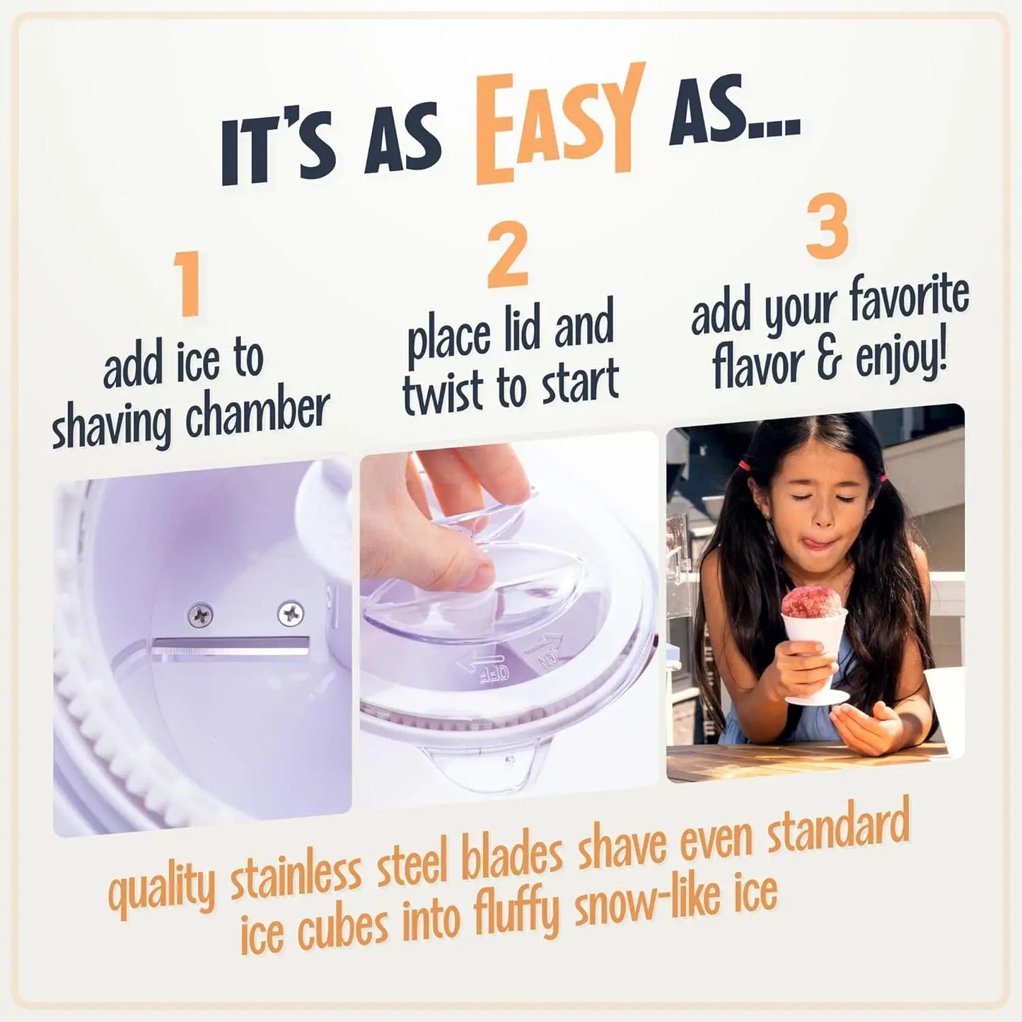 Snow Cone Shaved Ice Machine - Retro Table-Top Slushie Machine Makes 20 Icy Treats - Includes 2 Reusable Plastic Cups &amp