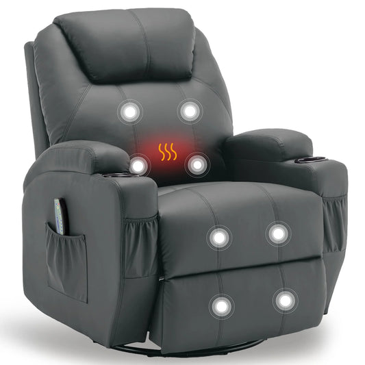 KORSER Recliner Chair With Massage And Heat 360 Degree Swivel Rocker With Remote Control Cup Holder For Living Room