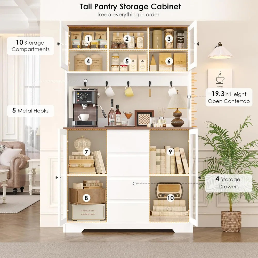Kitchen Pantry Cabinet With Hutch Microwave Stand And Hooks