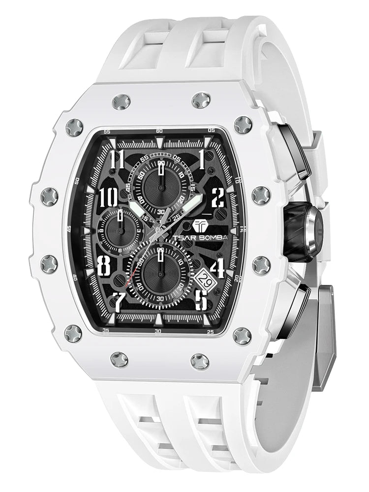 TSAR BOMBA Tonneau Stainless Steel Waterproof Wristwatch For Men