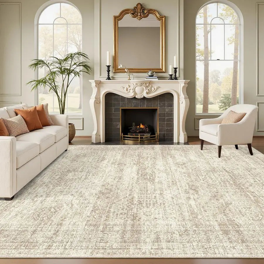 Wool Non-Slip Area Rug With Striped Pattern And Stain Resistance