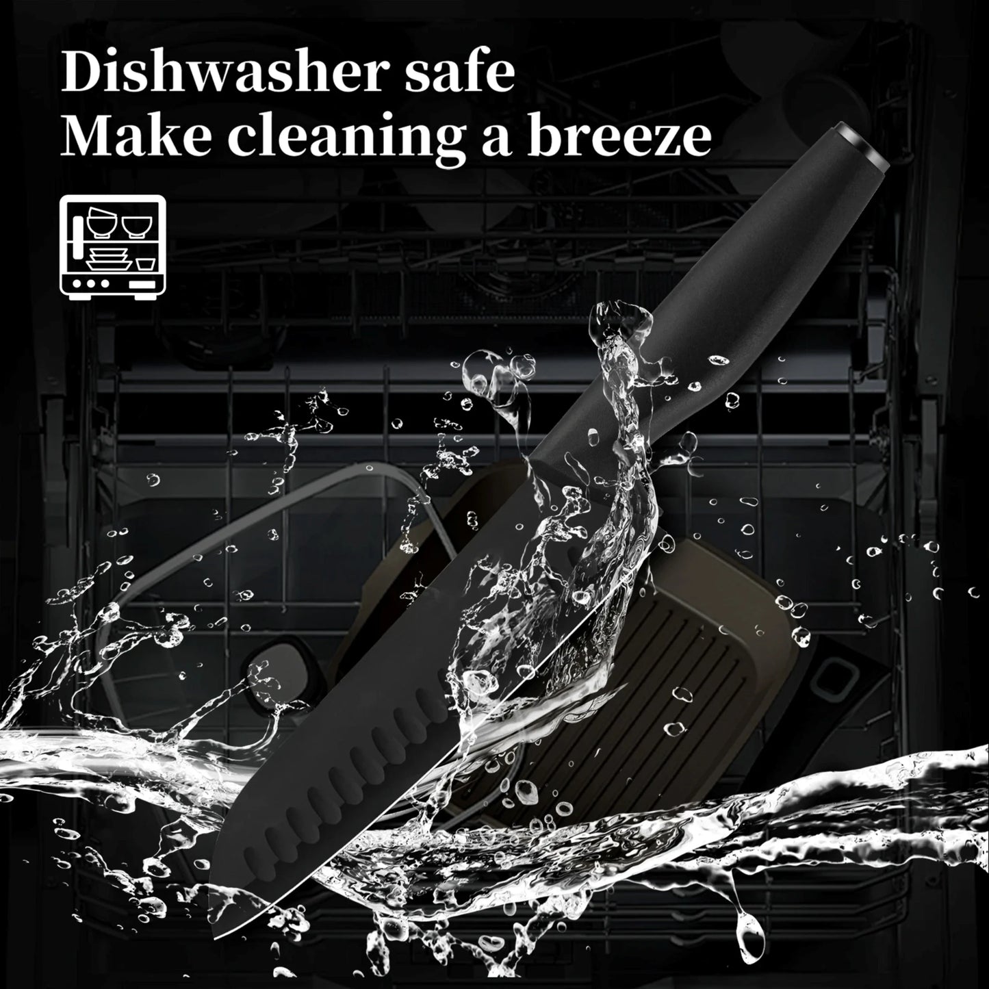 15-piece kitchen stainless steel knife set with knife holder, space-saving storage, full handling of ingredients