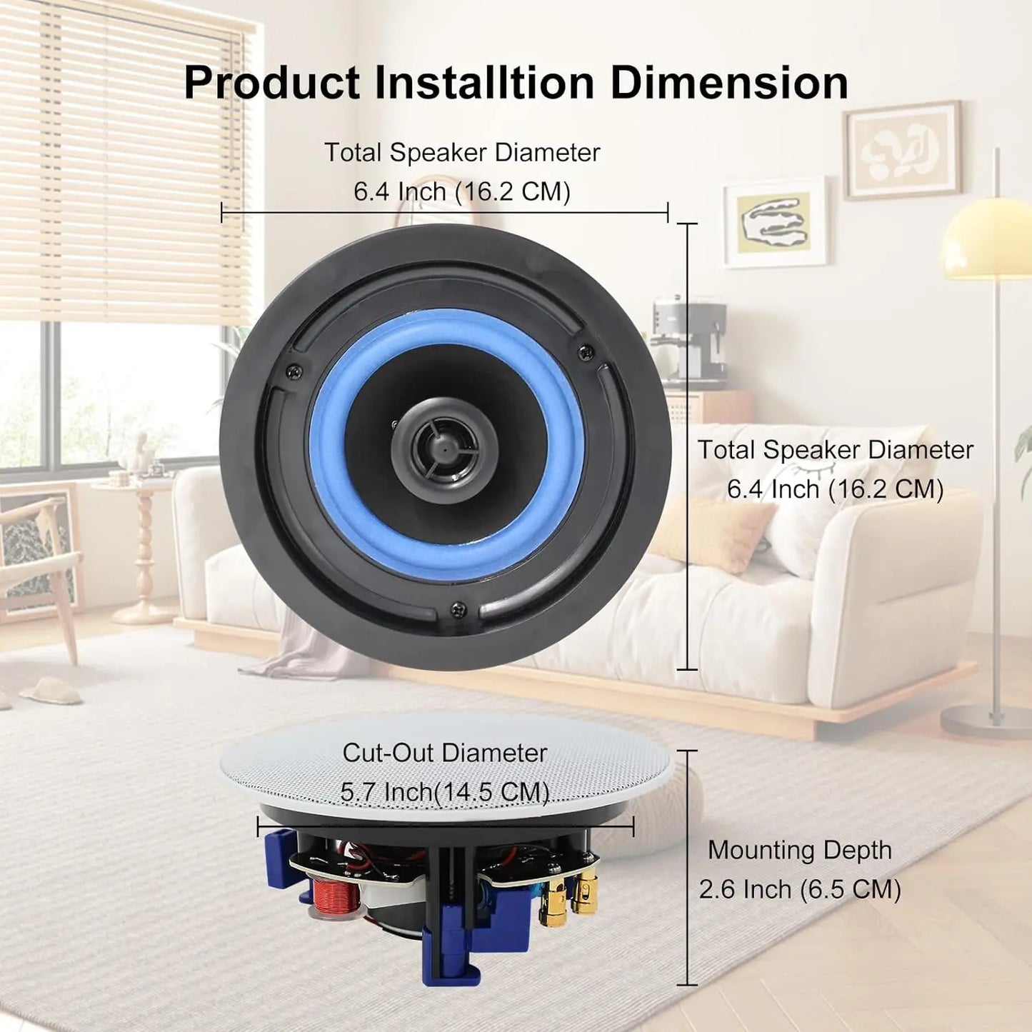 Herdio 4 Speaker Package 320W 2-Way Bluetooth Ceiling Speakers