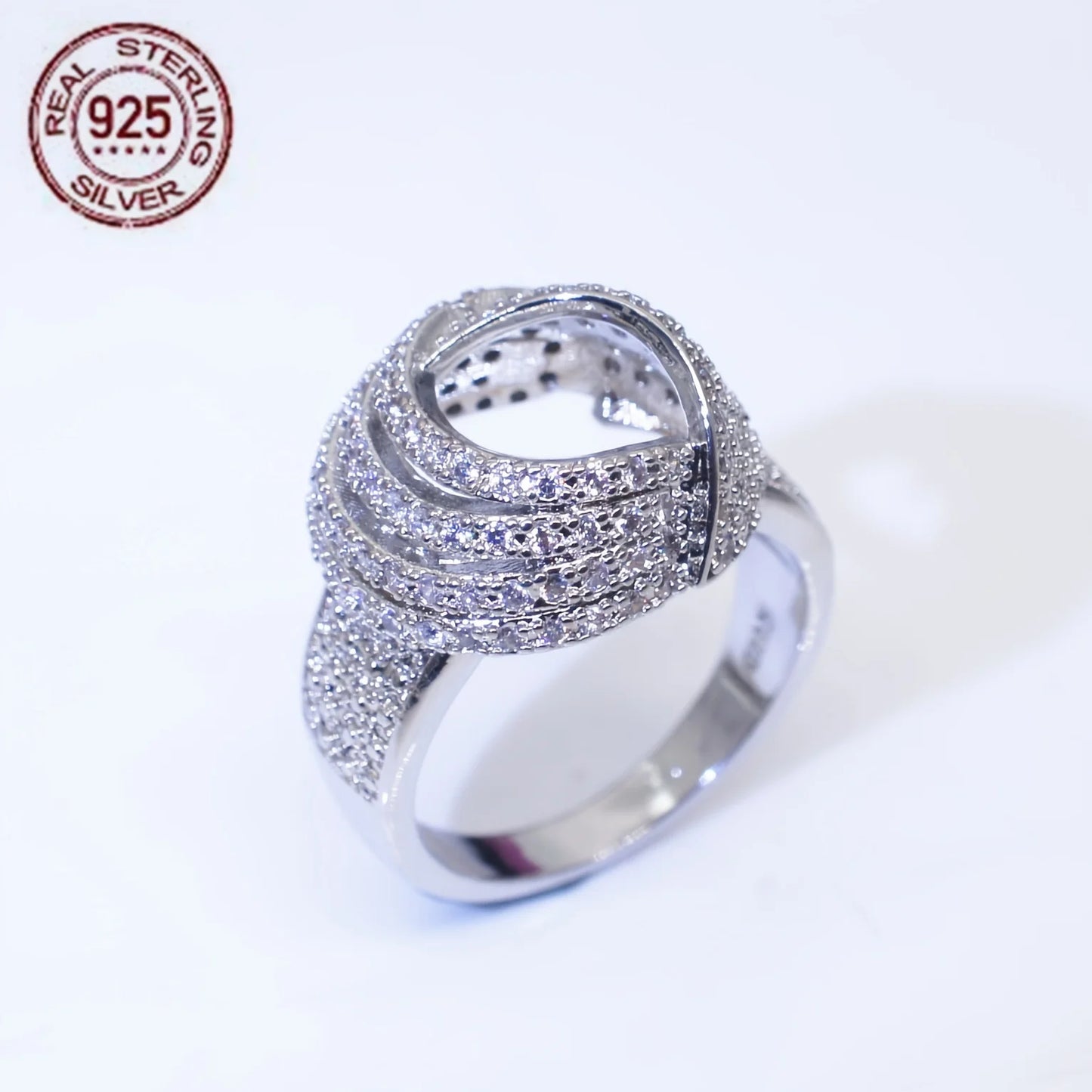 WPOOCC Twisted Geometric Sterling Silver Ring For Women Wedding