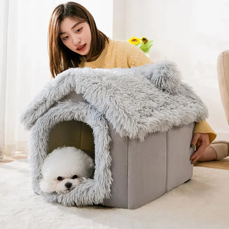 NONECN Indoor Dog Kennel Bed Cave For Small Dogs Soft Removable Mat Portable