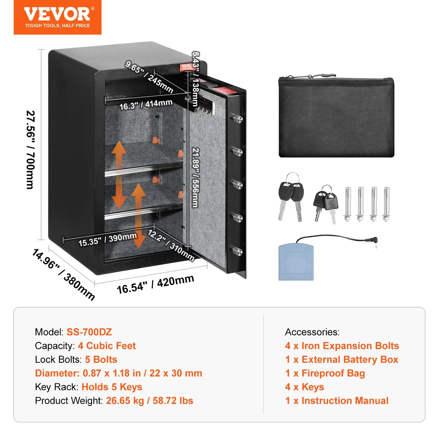 SucceBuy Fireproof Safe Box With Biometric Fingerprint Lock And PasswordProtectionPlus