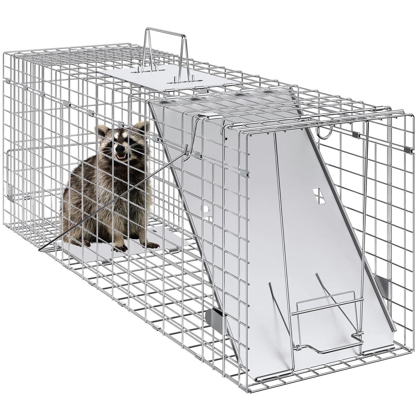 NONEDoor Folding Humane Cat Trap Galvanized Iron Cage For Rabbits Squirrels Groundhogs
