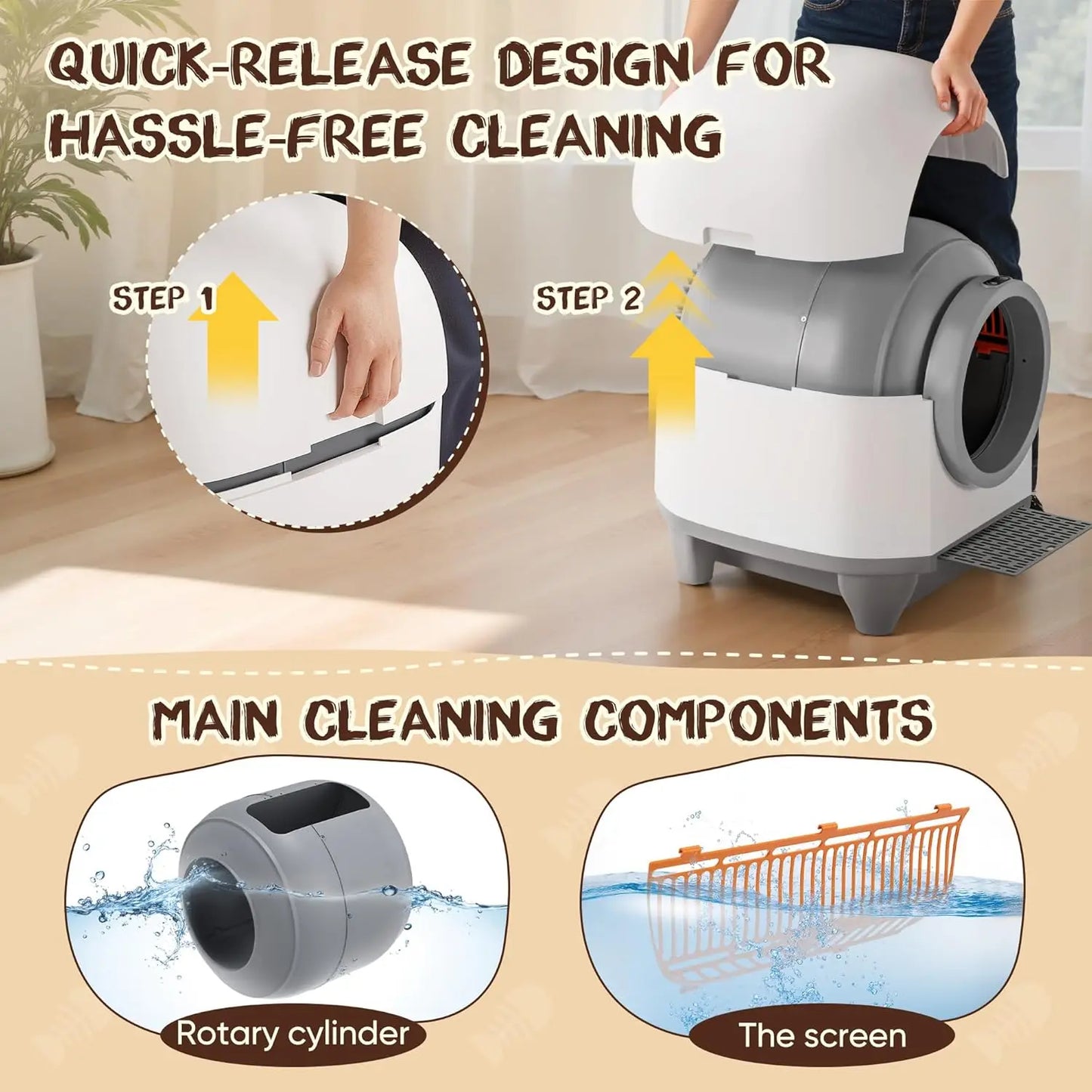 Automatic Self-Cleaning Litter Box With App Control And Safety Protection