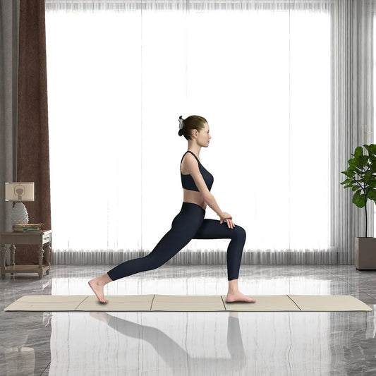 Foldable Travel Yoga Mat 6mm Thick with Carrying Bag, Non-Slip TPE Exercise Pilates Mat for Home and Gym