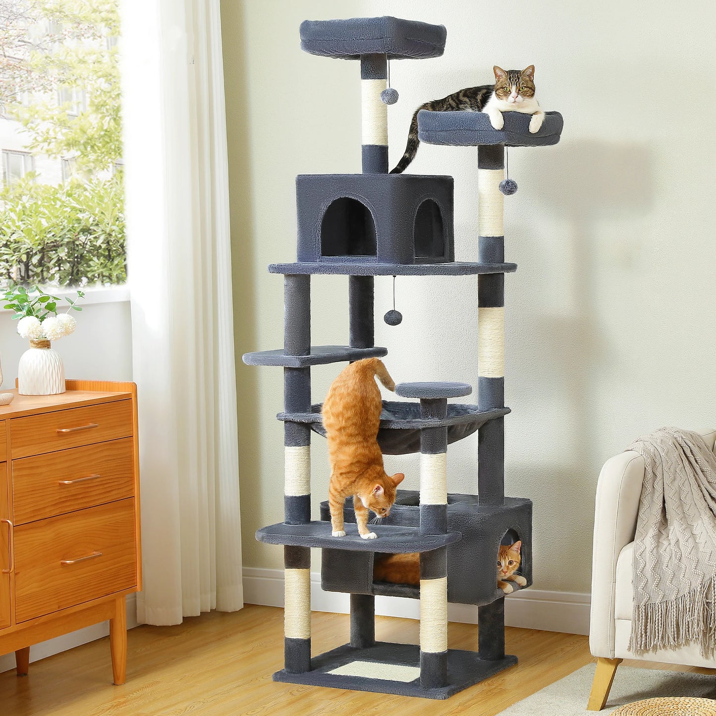 PEQULTICN Five-Level Cat Tree Tower With Scratching Posts