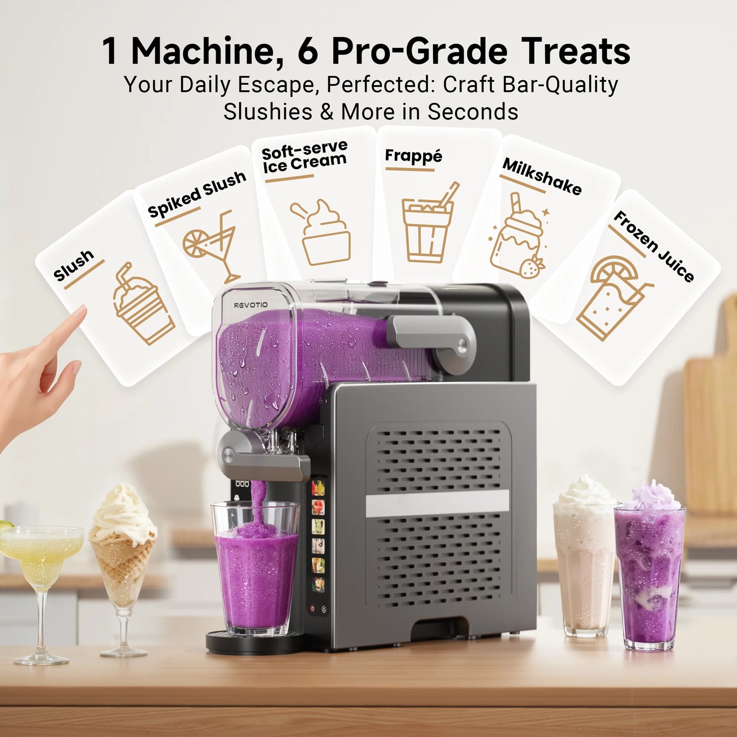 Slushie Machine No Ice Needed Slushy Machine for Home with Self-Cleaning Function Professional Drink Maker Frozen Margaritas