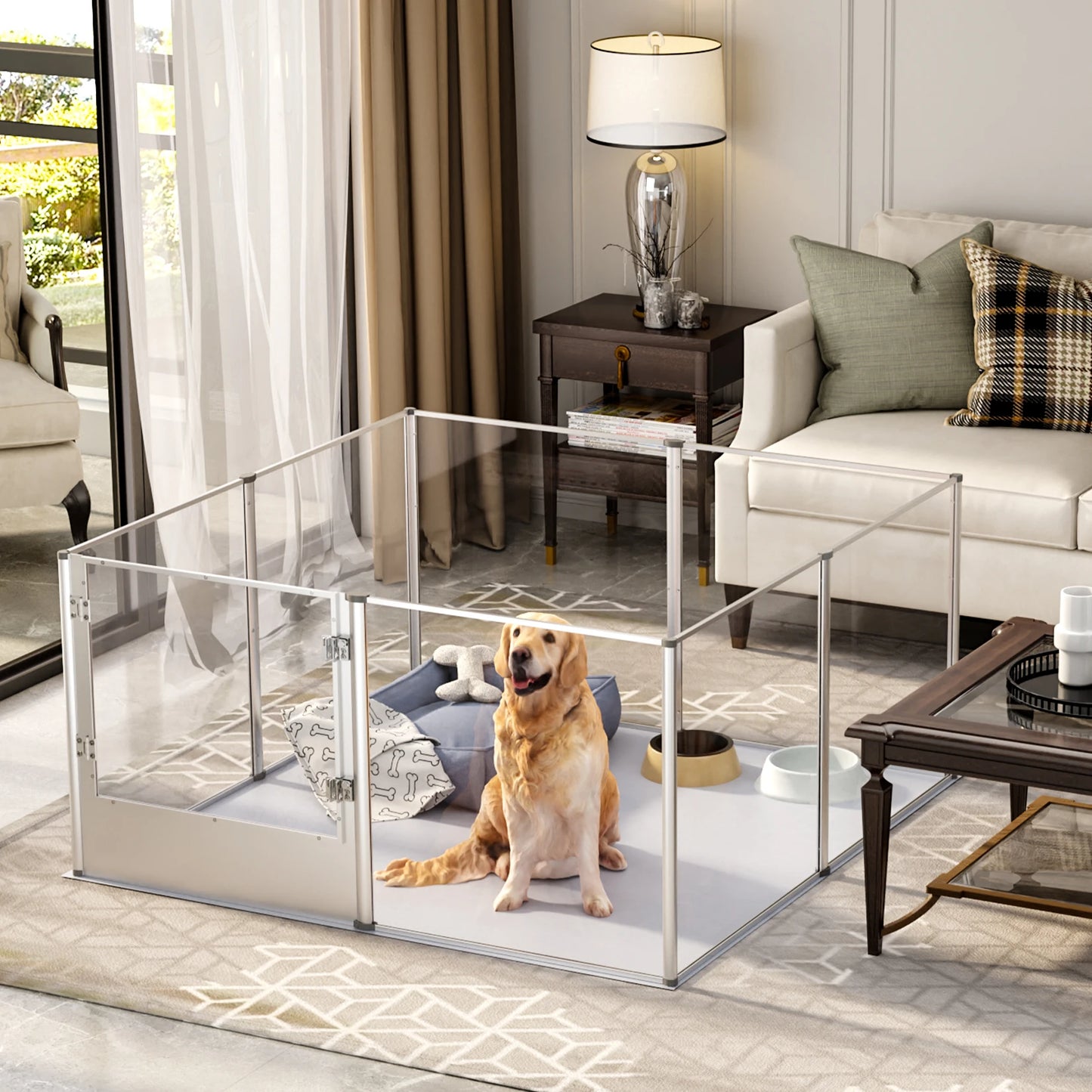 BINGOPAW Dog Playpen Acrylic Kennel Fence for Pets