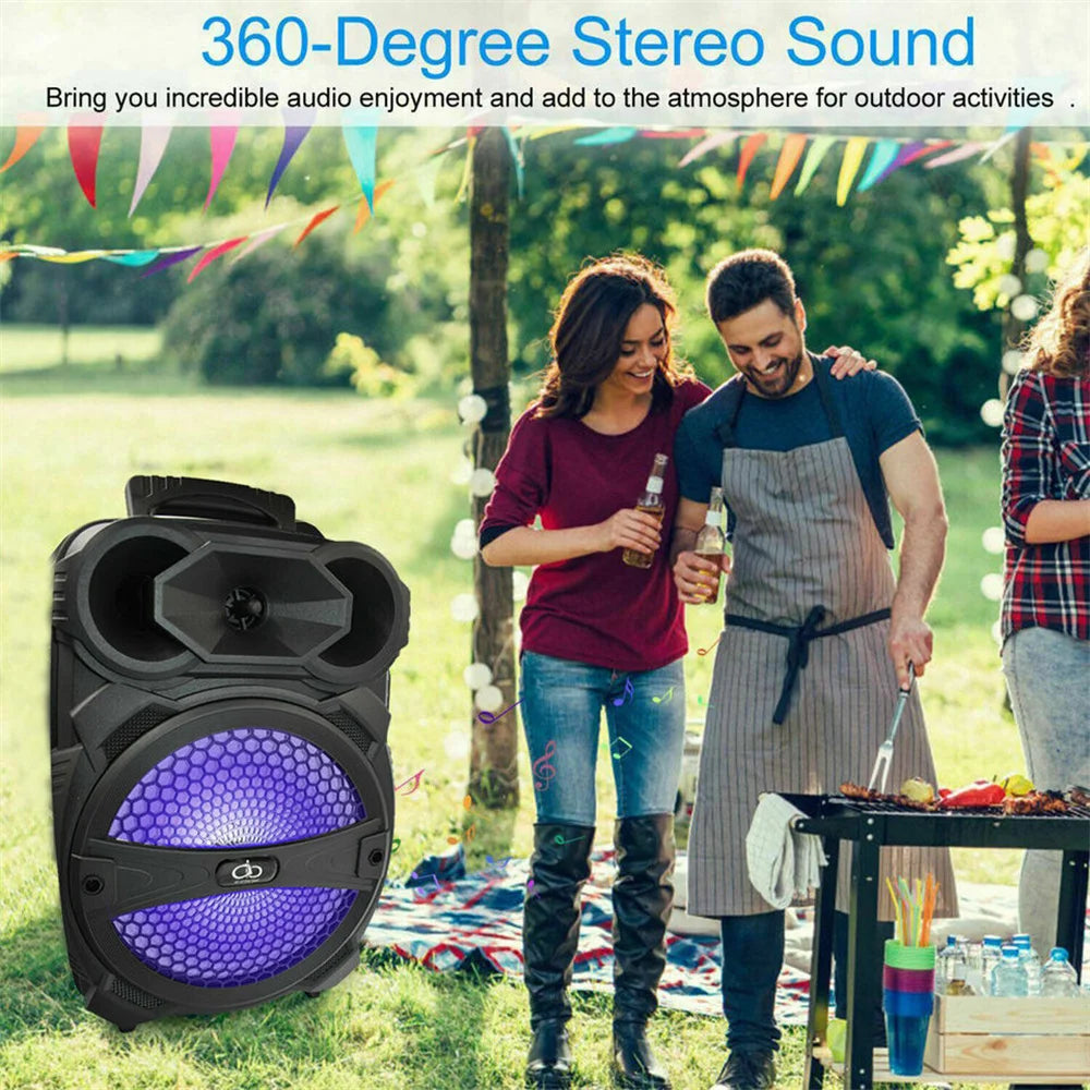 CURUK 1000W Portable Bluetooth Speaker LED Light Karaoke Mic Remote