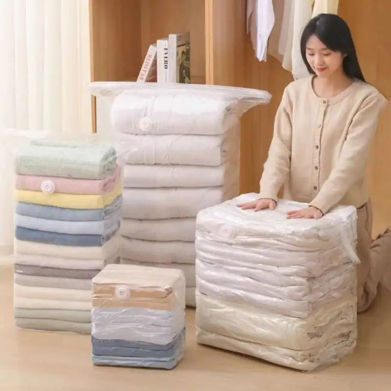 1pc No Need Pump Vacuum Bags Large Plastic Storage Bags for Storing Clothes Blankets Compression Empty Bag Travel Accessories