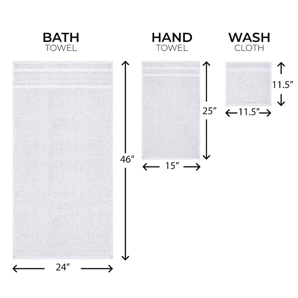 Cotton Bath Towel Set Quick Dry Absorbent Textured Border