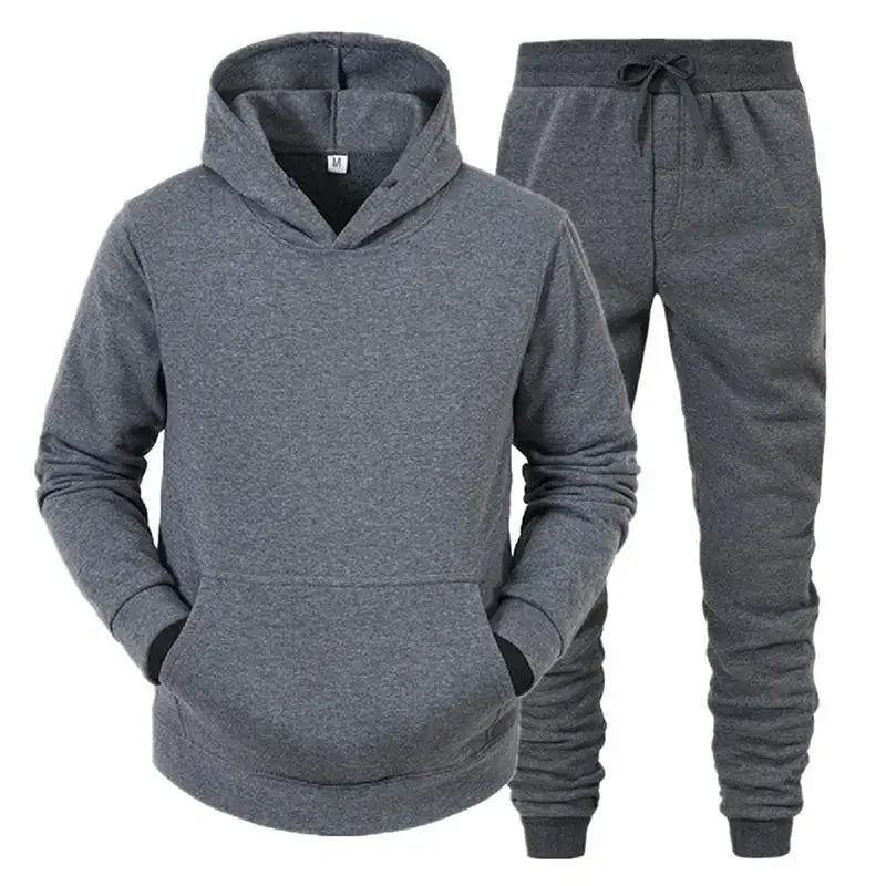 Mens Hooded Sweatshirt and Tracksuit Set Casual Sportswear