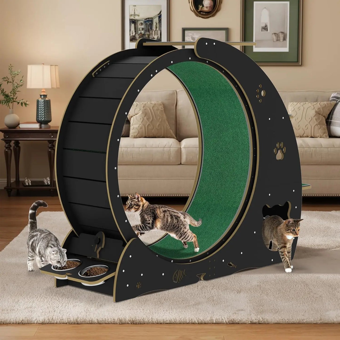 4-in-1 Cat Wheel for Indoor Cats, 40 Inch Large Cat Exercise Wheel & Treadmill, Multi-Functional Pet Activity, Customized