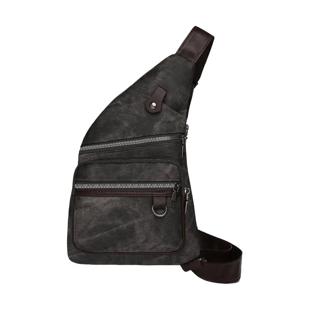 Unisex PU Leather Chest Bag Crossbody Anti Theft Shoulder Bag