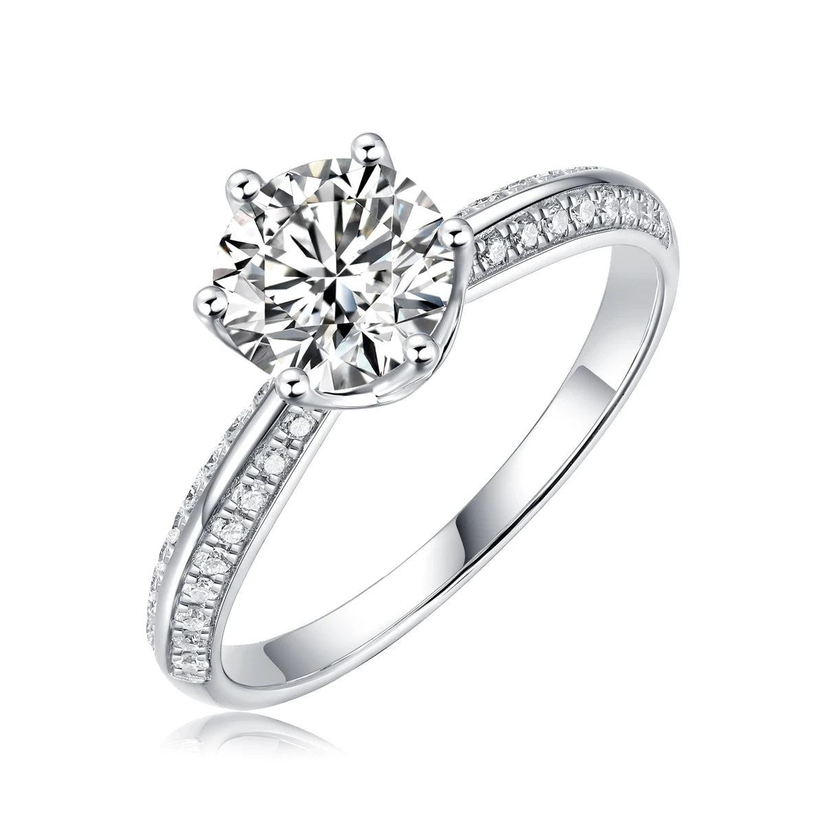 Moissanite Ring 925 Sterling Silver 18K Gold Plated GRA Certificate