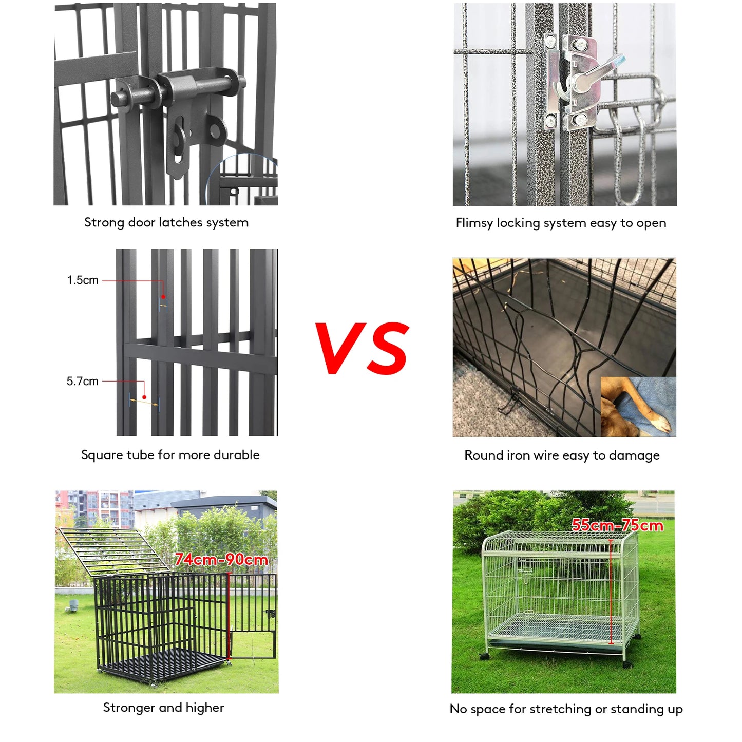 BINGOPA Heavy Duty Dog Crate With 4 Lockable Wheels