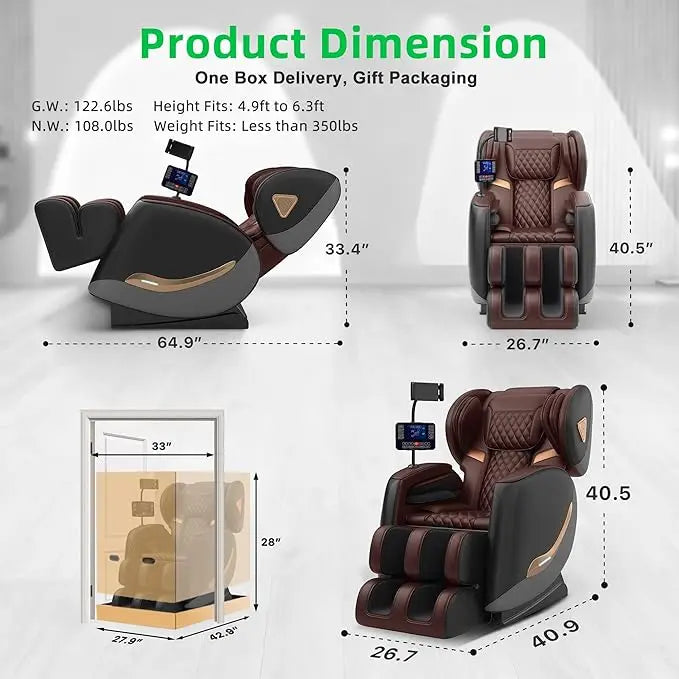 ZHUXIANG Luxury Full Body Zero Gravity Shiatsu Massage Chair