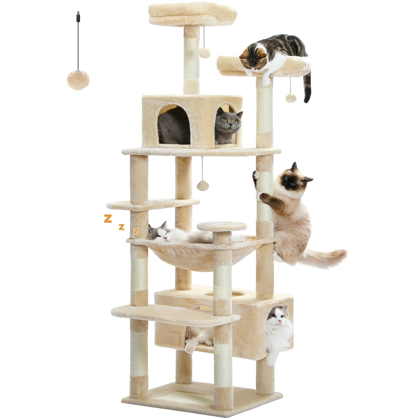 PEQULTICN Five-Level Cat Tree Tower With Scratching Posts
