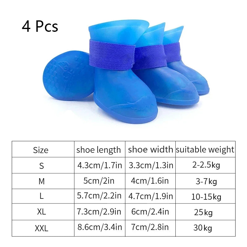 Waterproof Rain Shoes For Dogs And Cats Anti Slip Rubber Boots 4 Pack
