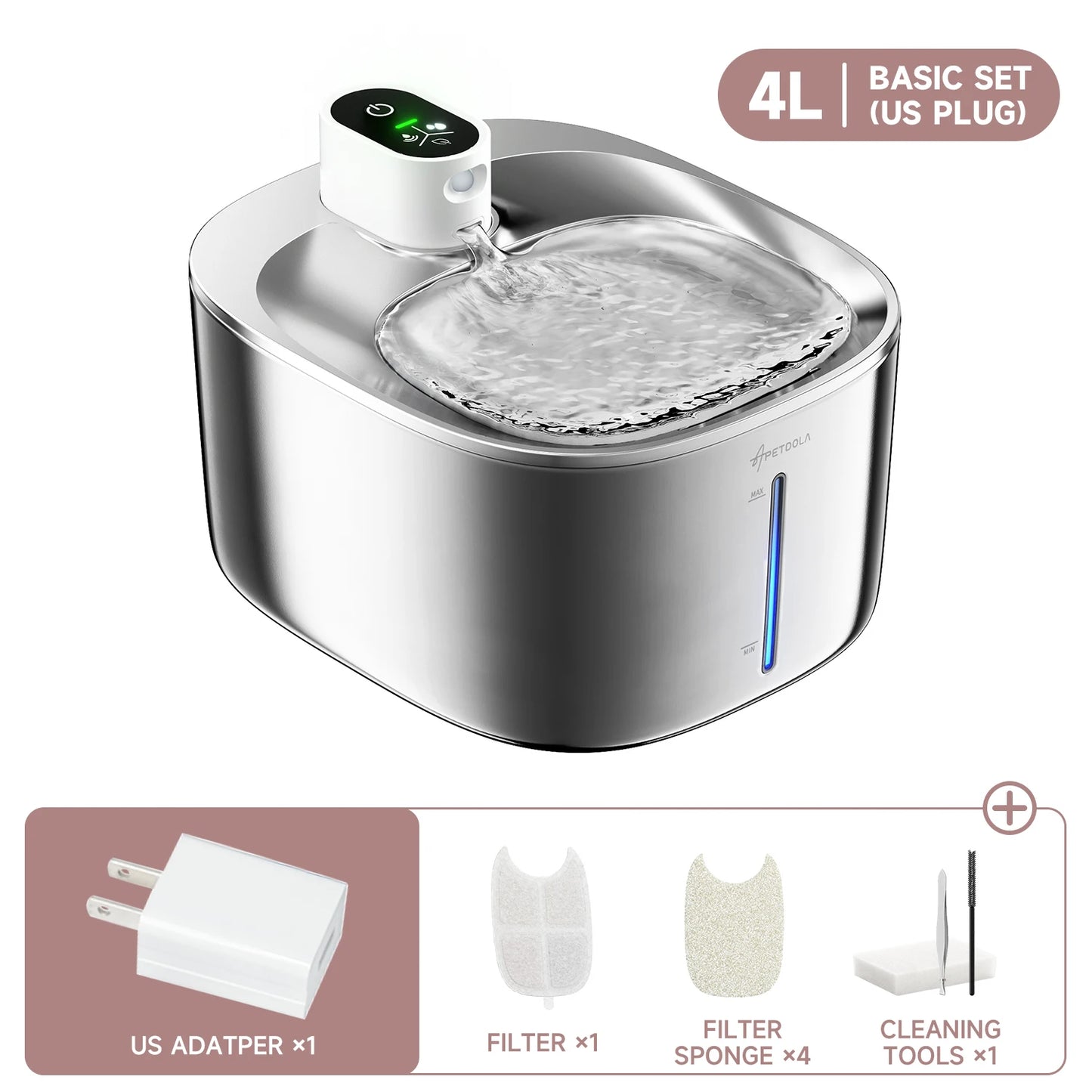 APETDOLA 4L Wireless Cat Water Fountain Auto Sensor Drinker