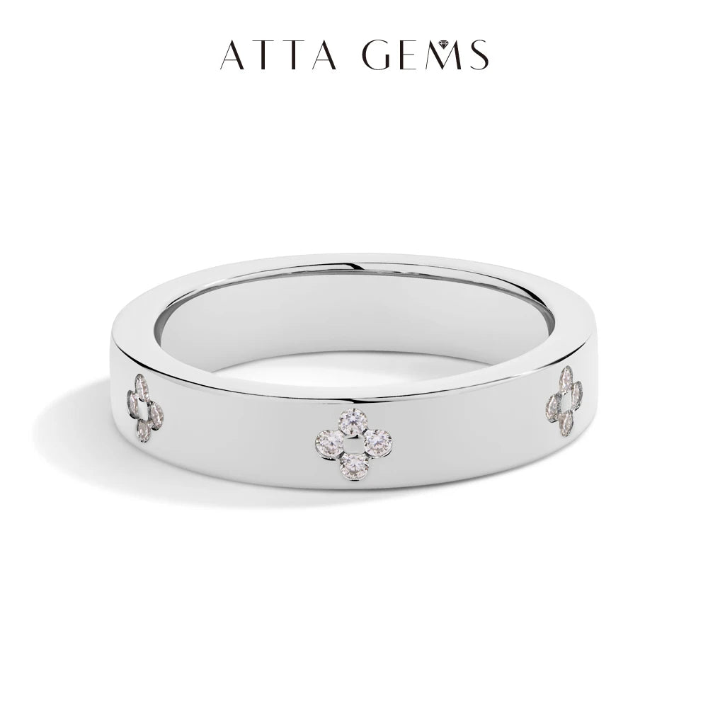 ATTAGEMSC Moissanite Ring S925 Sterling Silver Women's Wedding Band