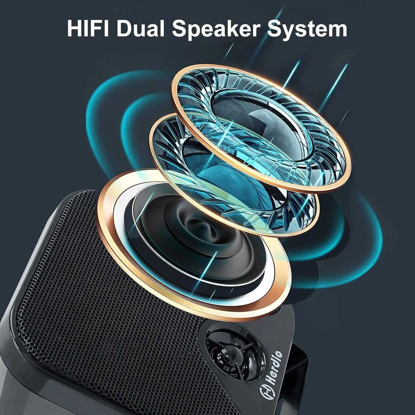 Herdio Heavy Duty Waterproof Boat Marine Bluetooth Surface Mounted Speakers