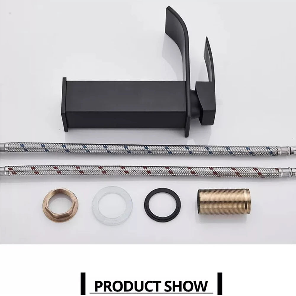 MYQualife Waterfall Bathroom Faucet Single Hole Vessel Sink Tap RS1607B