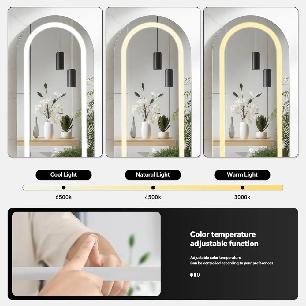 Arched LED Medicine Cabinet Wall Mounted Mirror With Storage