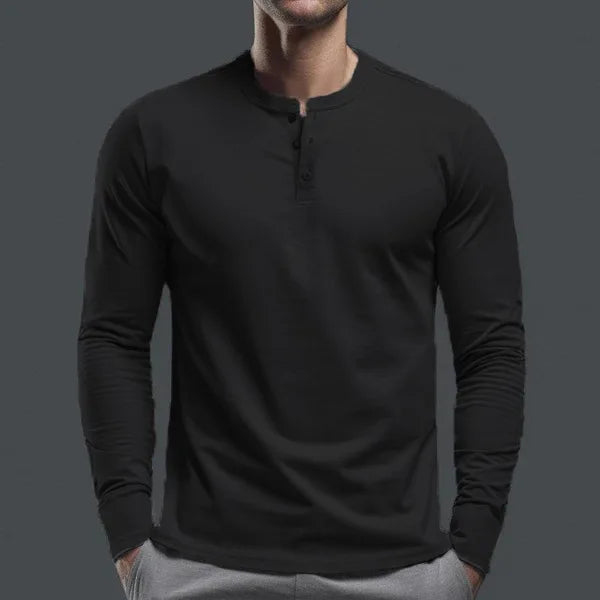 Men's Long Sleeve Knit T Shirt Base Henry Shirt For Spring And Autumn